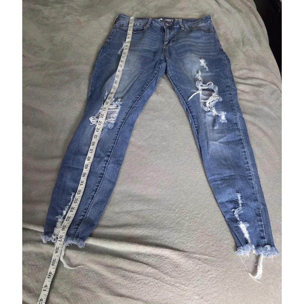 S.O.N.G. Jeans Juniors 11/30 Blue High Rise Curvy Skinny Ankle Stretch